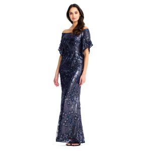 Aidan Mattox Off Shoulder Sequin Gown